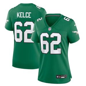 Philadelphia Eagles Women’s Kelly Green Jersey #62 Jason Kelce